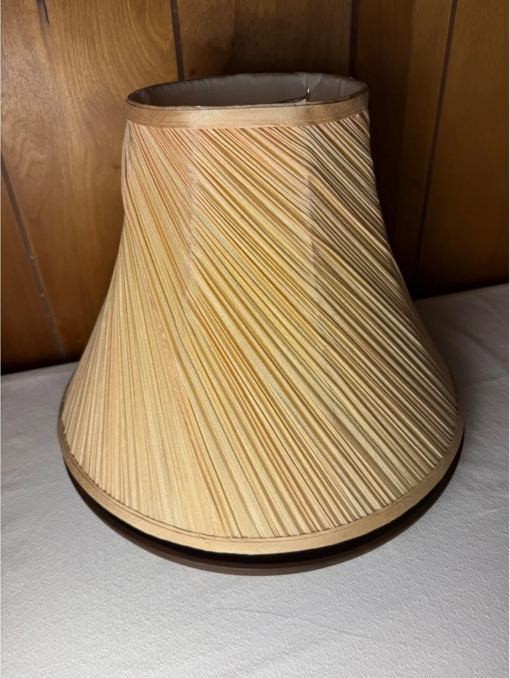 Vintage Pleated Lampshade Large 16 Inch Bell Shade Champagne Beige Lamp Shade
